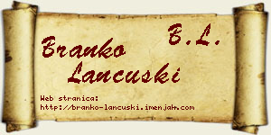 Branko Lančuški vizit kartica